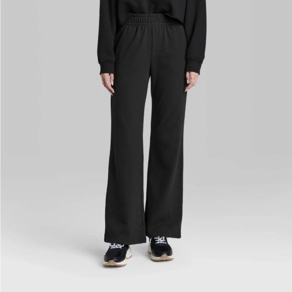 Women's High-Rise Wide Leg French Terry
Sweatpants - Wild Fable Black - Picture 2 of 8